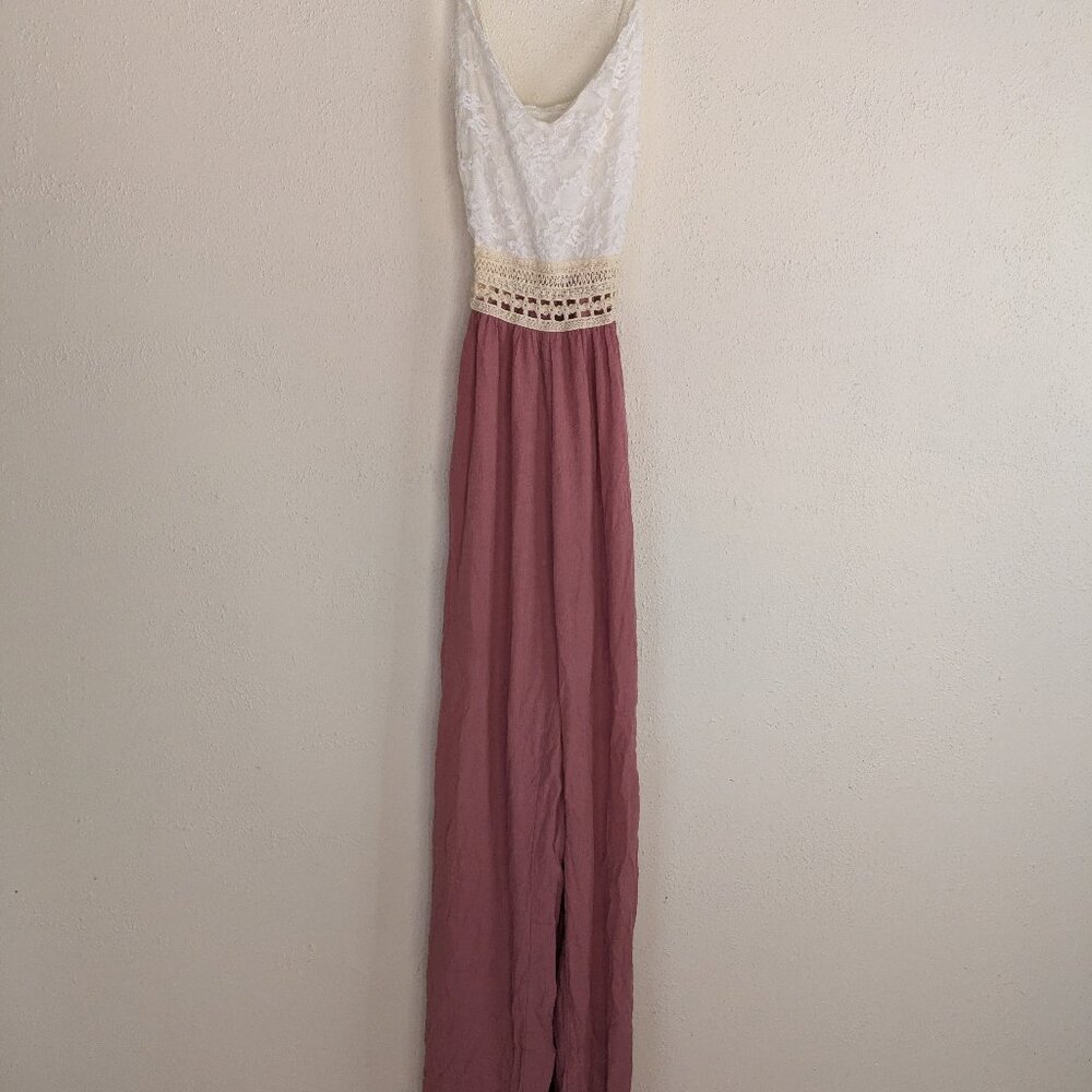 Pink and White Lacey Jumpsuit